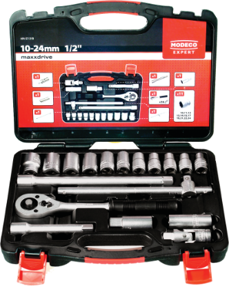 Afbeeldingen van MODECO DOPSLEUTELSET 18PCS 1/2"