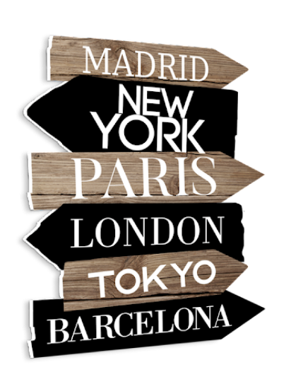 Afbeeldingen van STYLER SIGNS 40X50 CITIES WOOD PVC/16SZT