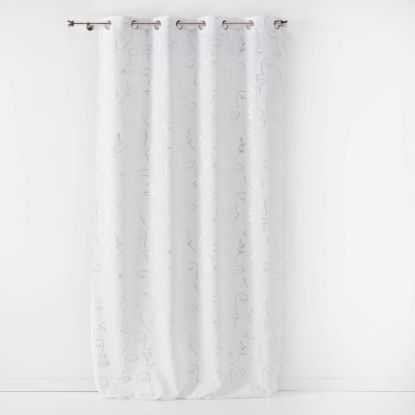 Afbeeldingen van U10 RINGGORDIJN ARTY LINE 140X260CM WIT ZILVER