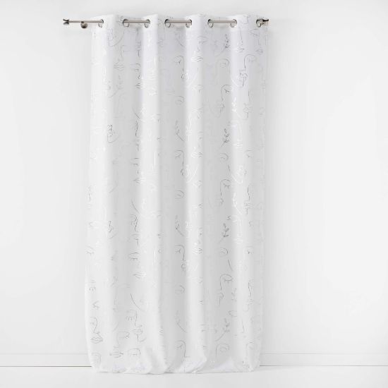 Afbeeldingen van U10 RINGGORDIJN ARTY LINE 140X260CM WIT ZILVER