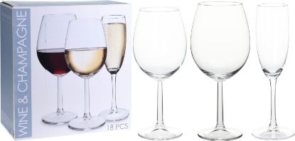 Afbeeldingen van WIJNGLAS EN CHAMPAGNE SET 18ST