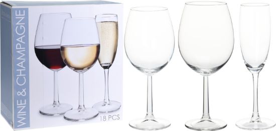 Afbeeldingen van WIJNGLAS EN CHAMPAGNE SET 18ST