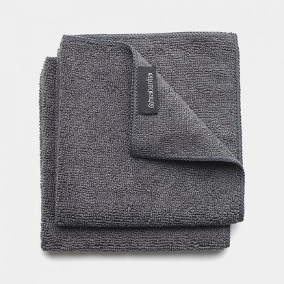 Afbeeldingen van BRABANTIA S/2 MICROFIBER SCHOONMAAKDOEKJES DARK GREY 