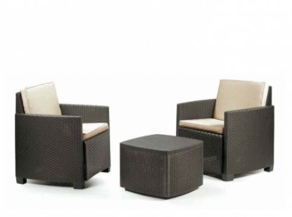 Afbeeldingen van RATTAN TRINACRIA SET 3DLG+4 KUSSENS MOKA