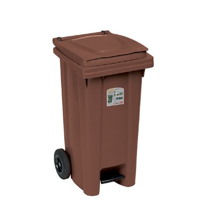 Afbeeldingen van STEFANPLAST 120L SOIL BROWN PEDAALWIELCONTAINER 