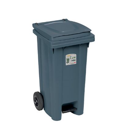 Afbeeldingen van STEFANPLAST 120L PEDAALWIELCONTAINER IRON GREY